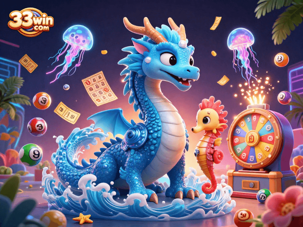 Engage with the excitement of 33win com in this vibrant, dynamic casino illustration.