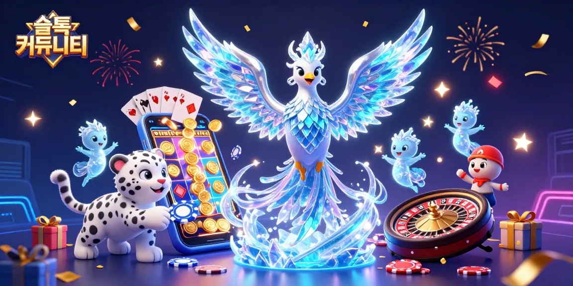 Join the excitement in the 슬롯 커뮤니티 with a dazzling scene of a phoenix and gaming elements.