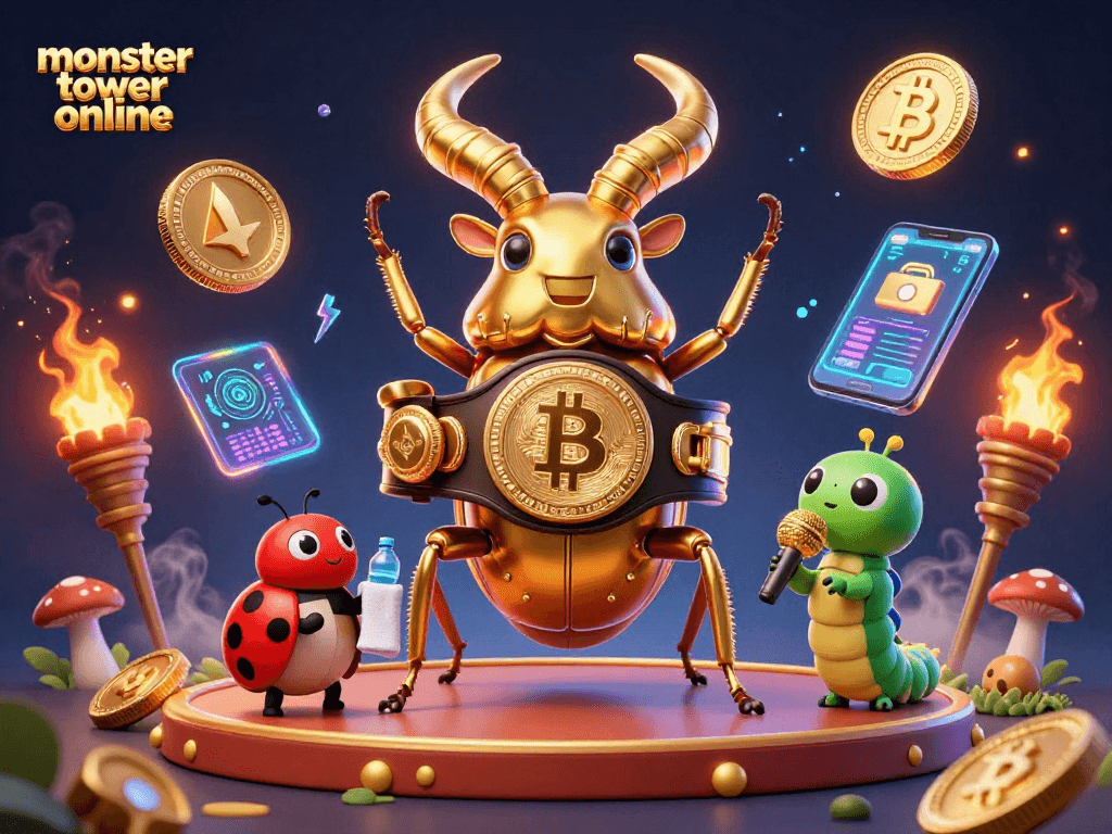 Vibrant 3D scene with monster tower online featuring golden stag beetle showdown with rich details and dynamic energy.