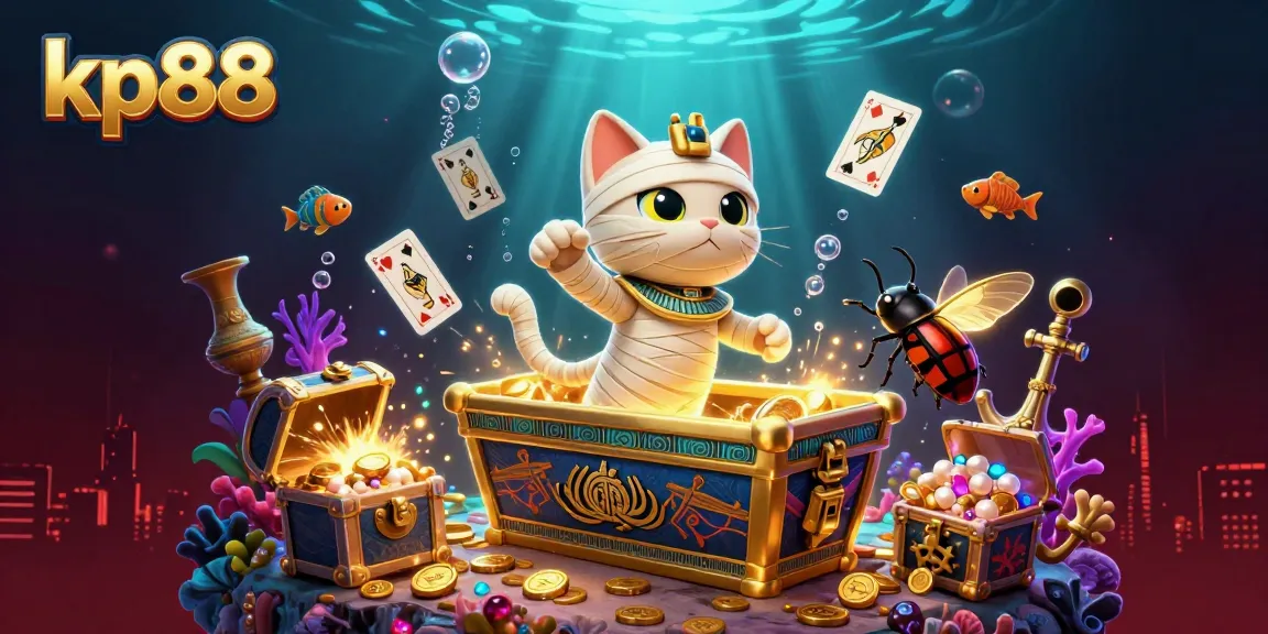 Experience captivating gameplay with kp88 featuring ancient motifs and glowing treasures in 3D casino illustration.