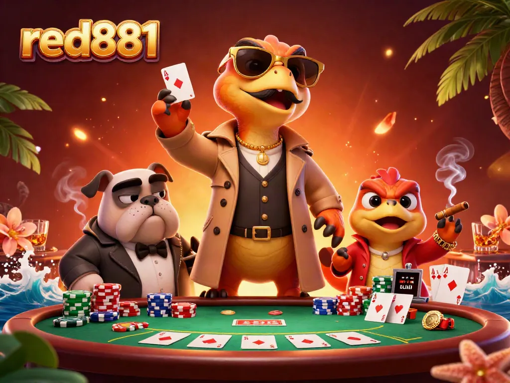 Engage in high-stakes poker action at red881 with three fun raptors pretending to be a tall person.