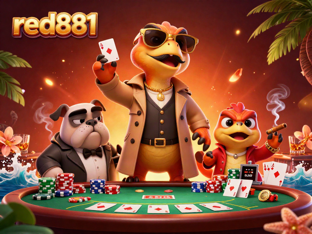 Engage in high-stakes poker action at red881 with three fun raptors pretending to be a tall person.