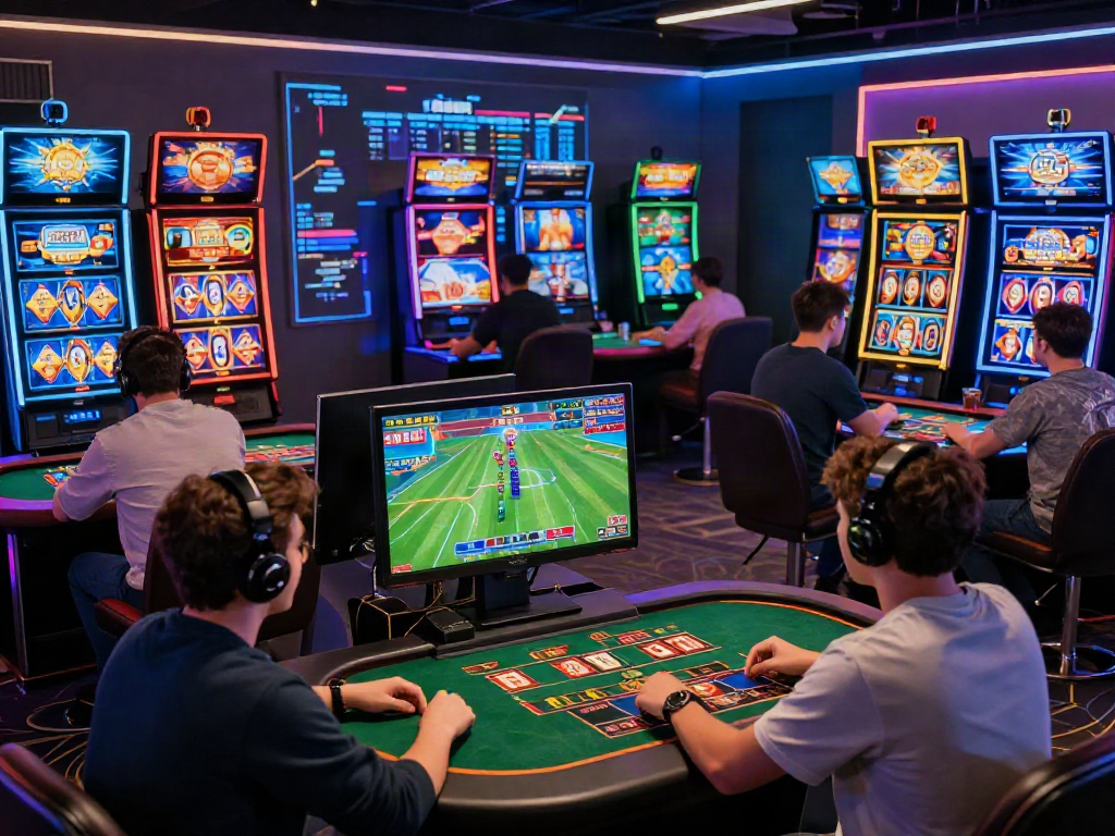 Engaged players on 9bet platform enjoying various online games in a vibrant digital casino environment.
