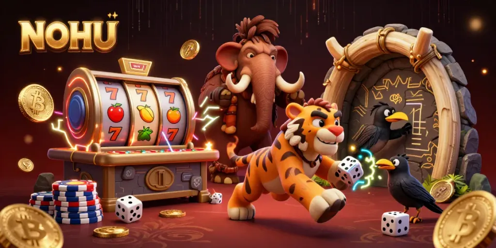 Experience thrilling gameplay at NOHU's dynamic prehistoric casino with vibrant 3D elements.