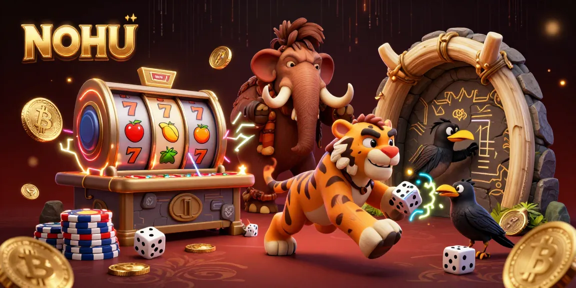 Experience thrilling gameplay at NOHU's dynamic prehistoric casino with vibrant 3D elements.