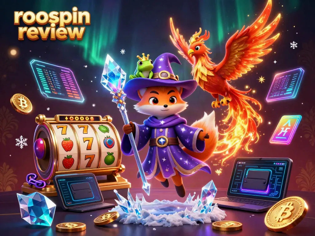 Experience thrilling gameplay with our Roospin review, showcasing vibrant 3D slot reels and captivating casino elements.
