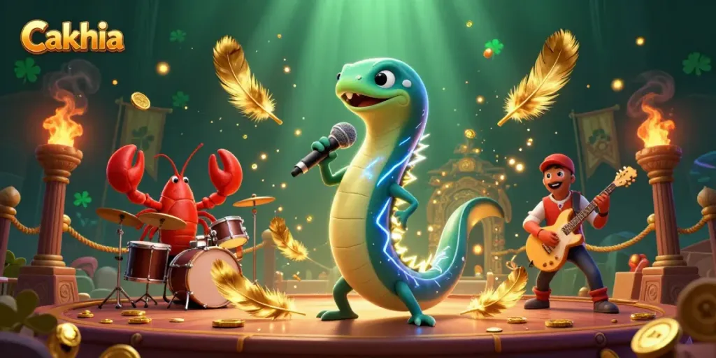 Cakhia infuses excitement into gambling with a vibrant underwater DJ scene featuring electric eel, lobster drummer, seahorse guitarist.