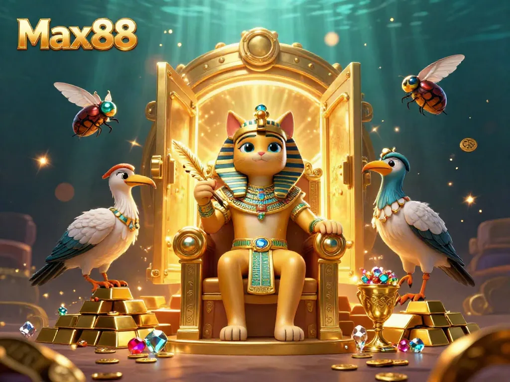 Engage in thrilling casino adventures with Max88 featuring vibrant Egyptian-themed characters and riches.