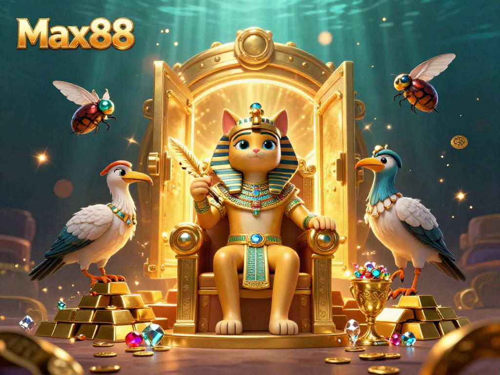Engage in thrilling casino adventures with Max88 featuring vibrant Egyptian-themed characters and riches.