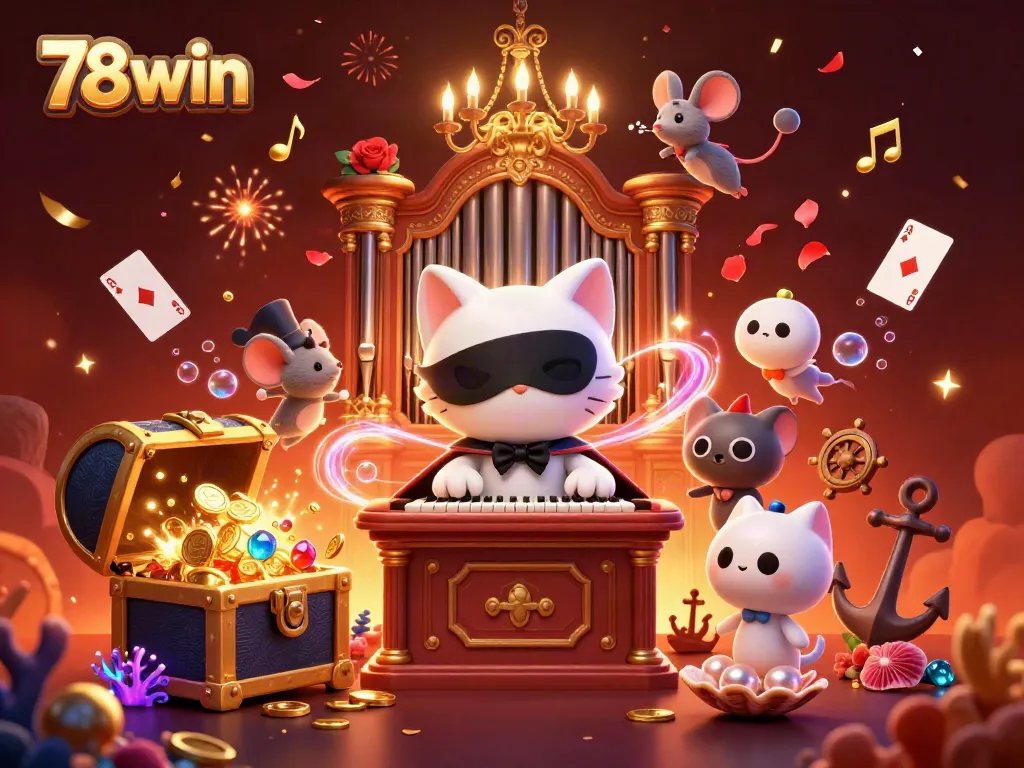 Experience thrilling casino excitement with 78win's enchanting 3D casino illustration showcasing gameplay and vibrant elements.
