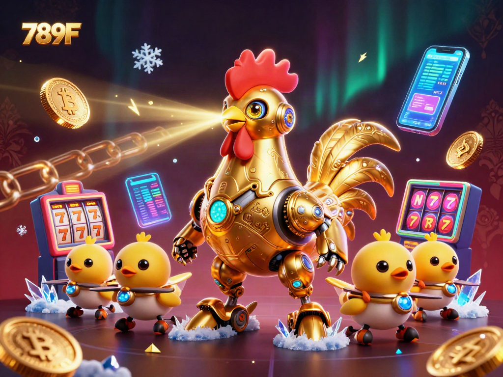 Engage in thrilling games at 789F with vibrant neon elements and animated characters promoting casino excitement.