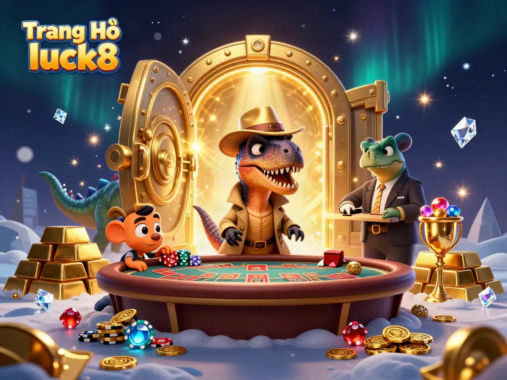Experience excitement at Trang Chủ luck8 with a playful velociraptor counter and gem-filled vault.