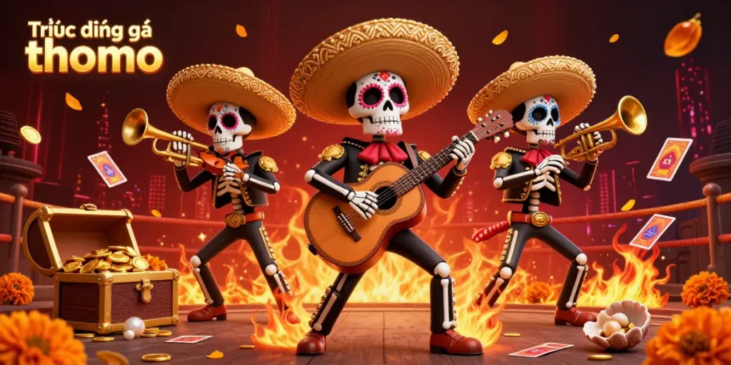 Experience Trực tiếp đá gà thomo with vibrant mariachi band and action-packed scene.