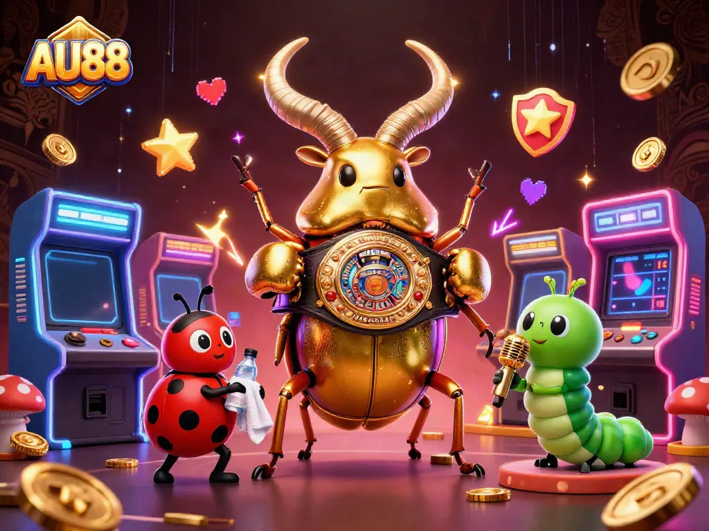 Experience thrilling wins at AU88 with a dynamic gaming scene featuring unique 3D characters and vibrant casino elements.