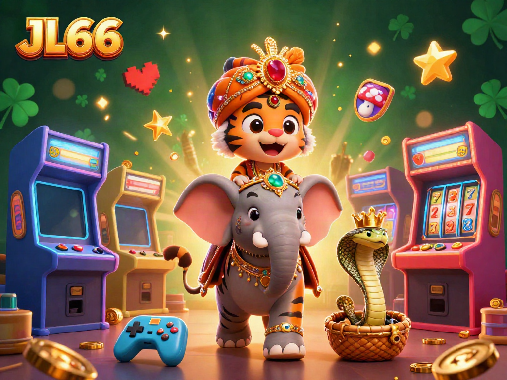 Experience the excitement of JL66 casino with vibrant gaming elements in a luxurious 3D scene.