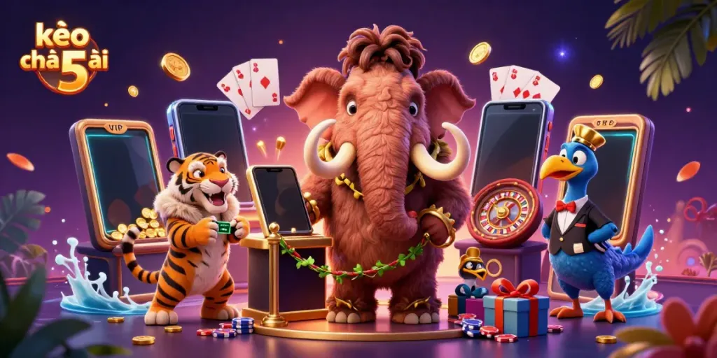 Engage in thrilling sports betting at kèo nhà cái 5 with a vibrant 3D casino scene.