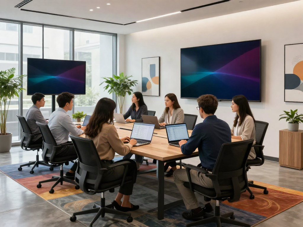 Interior fit out contractor collaborating in a modern office space.