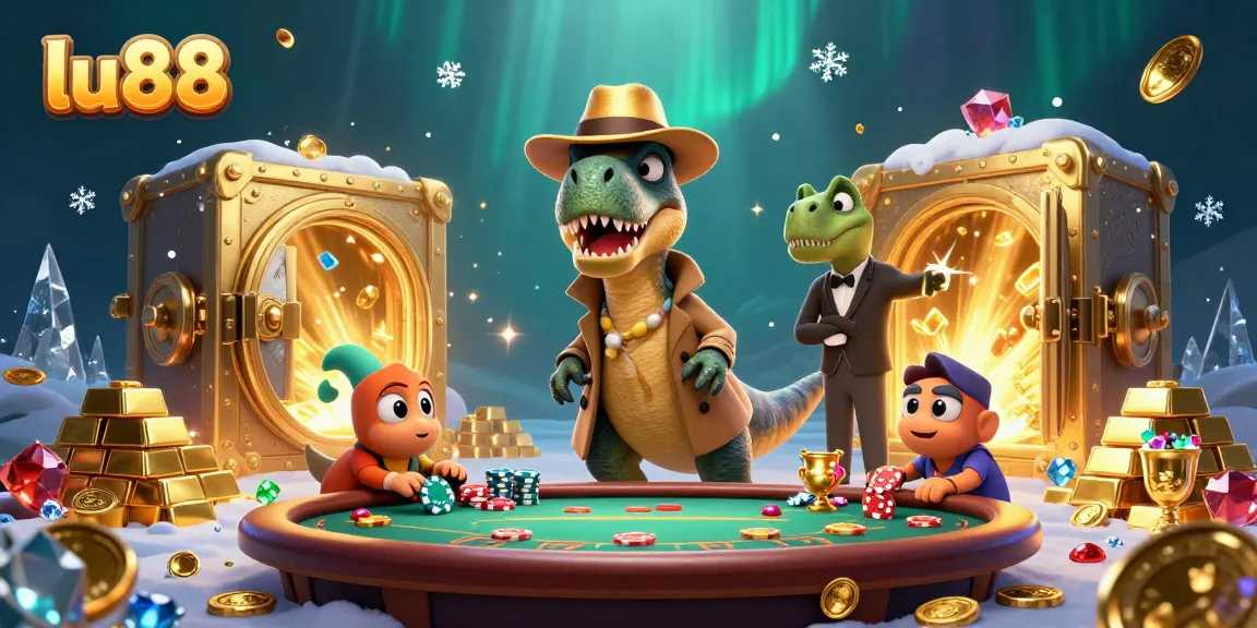 Experience excitement at the LU88 casino with velociraptor players and a treasure vault overflowing with riches.