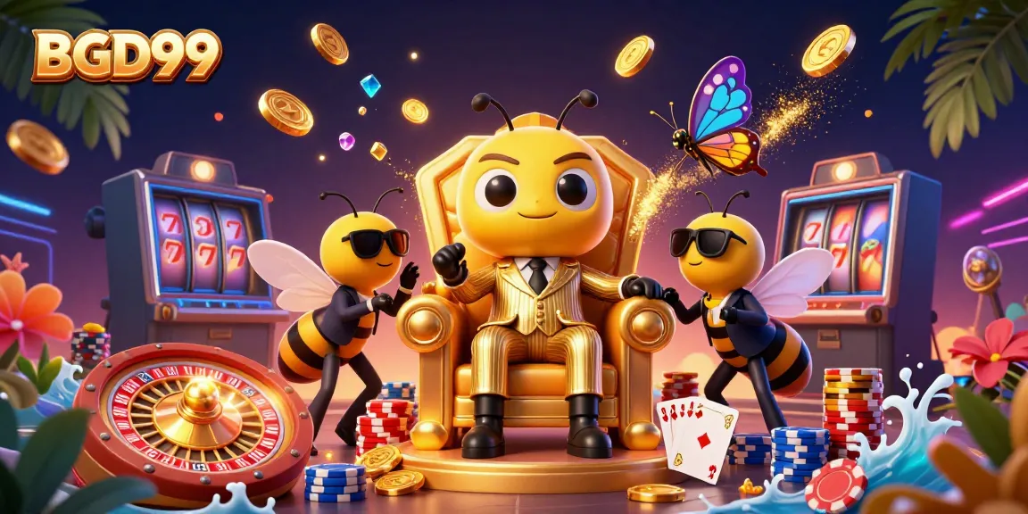 Experience the excitement of BGD99, featuring an animated casino scene with vibrant characters and rich game elements.