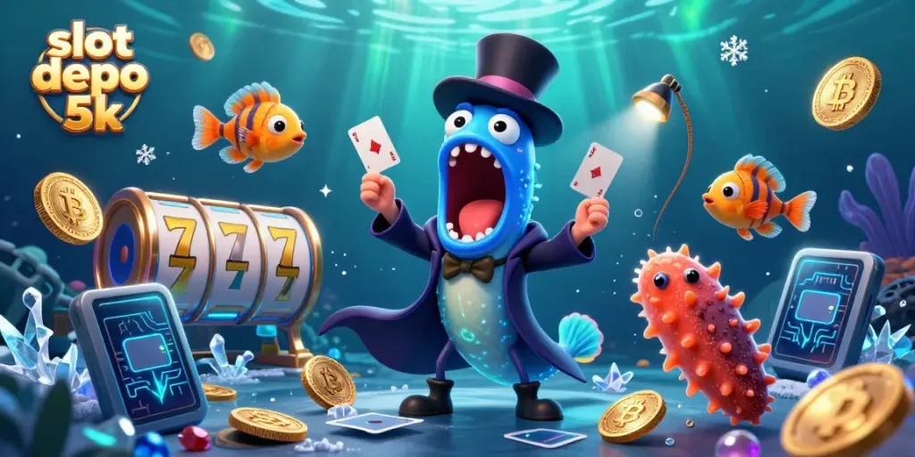 Engage in thrilling gameplay with slot depo 5k, vibrant 3D casino characters, and lively elements.