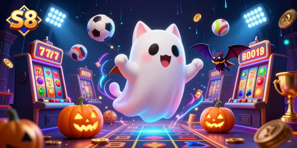 S8 spins through a haunted casino, showcasing vibrant slot symbols and high-stakes action.