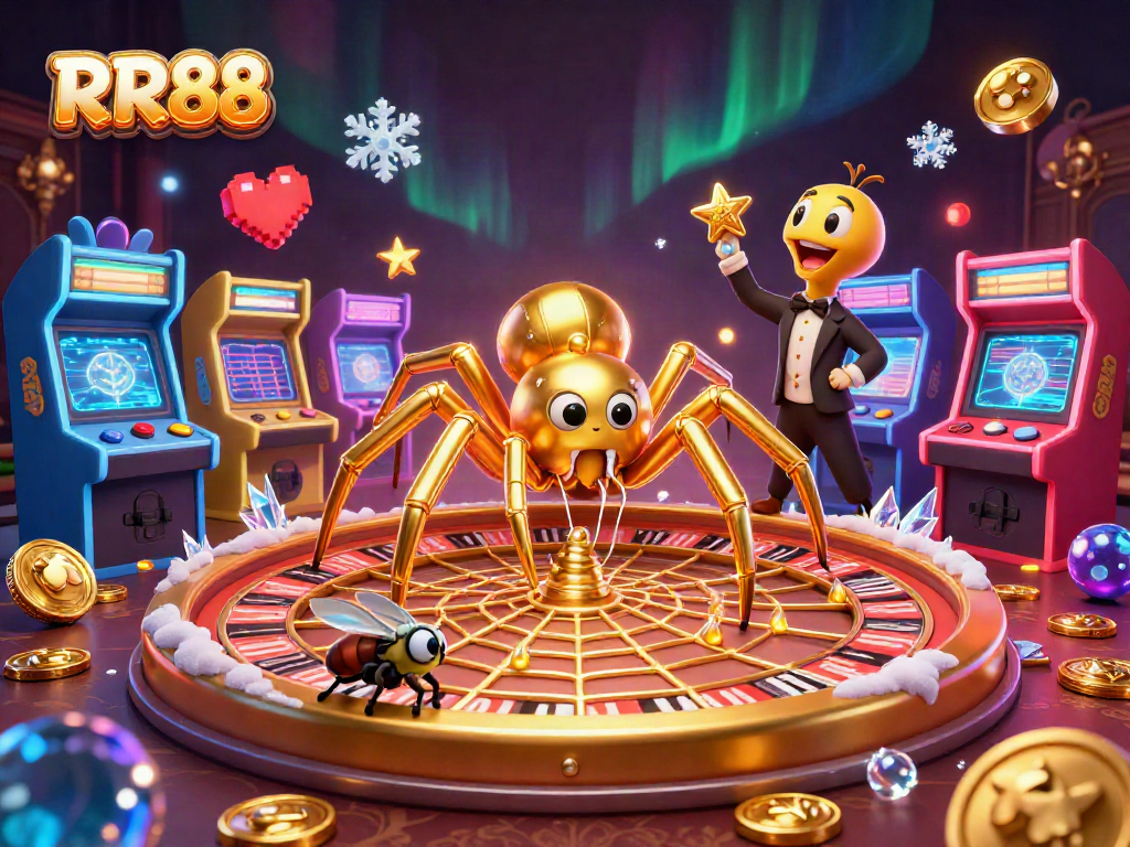 Experience exciting gameplay at RR88 with a dynamic casino-themed illustration featuring vibrant characters and elements.