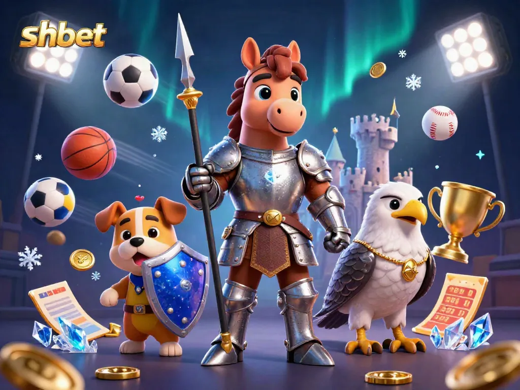 Experience thrilling action with shbet as knight and falcon engage in vibrant casino games.
