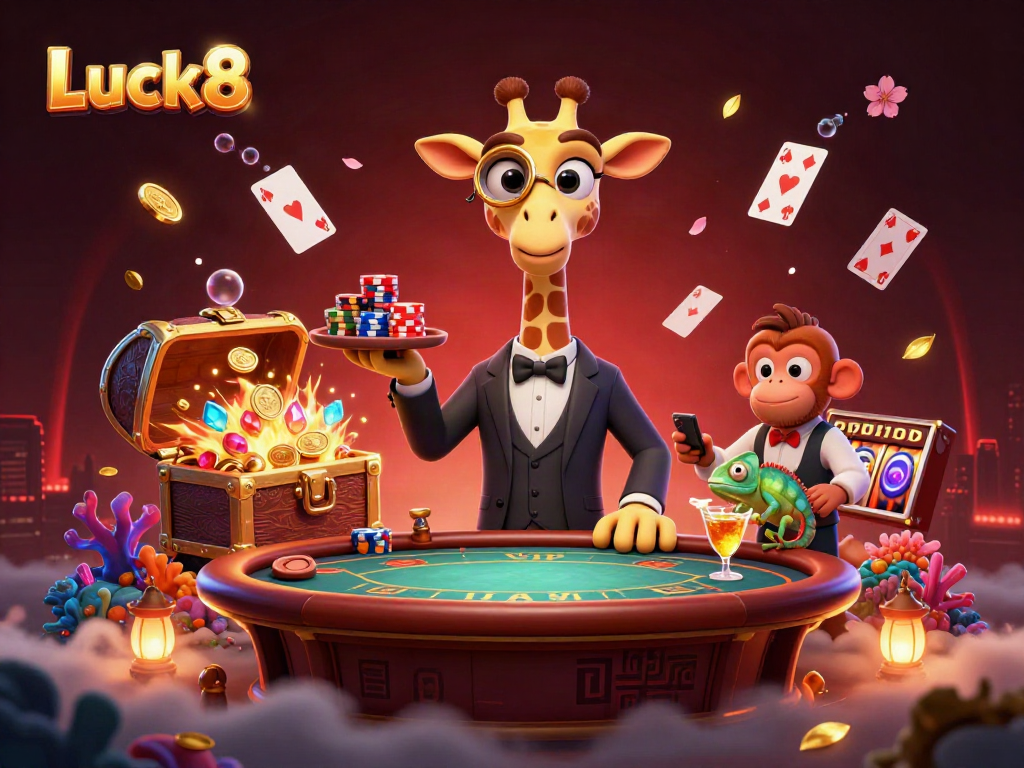 Experience thrilling gaming with Luck8's vibrant casino scene showcasing high-stakes action.
