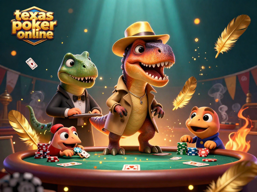 Experience the excitement of texas poker online with a velociraptor card counter, stegosaurus pit boss, and thrilling casino elements.