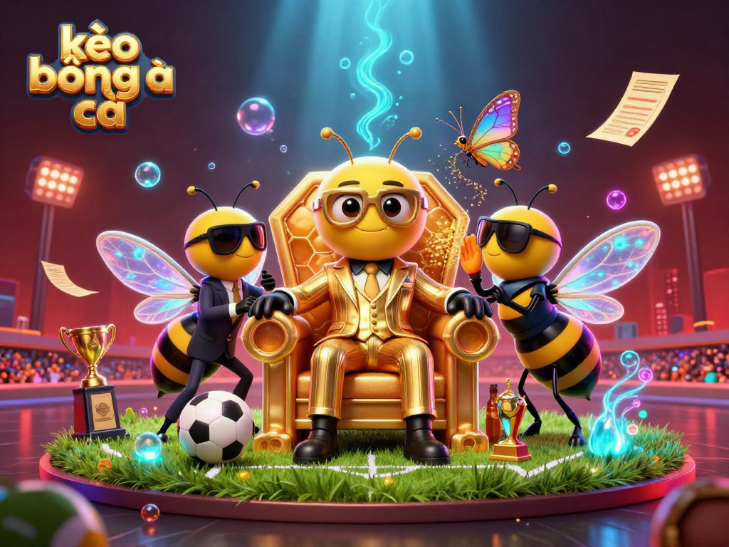Engage in exciting kèo bóng đá betting with dynamic characters and vibrant sports elements in this 3D illustration.
