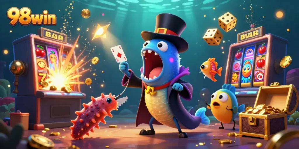 Experience thrilling wins at 98win with vibrant deep-sea casino adventures featuring unique characters.