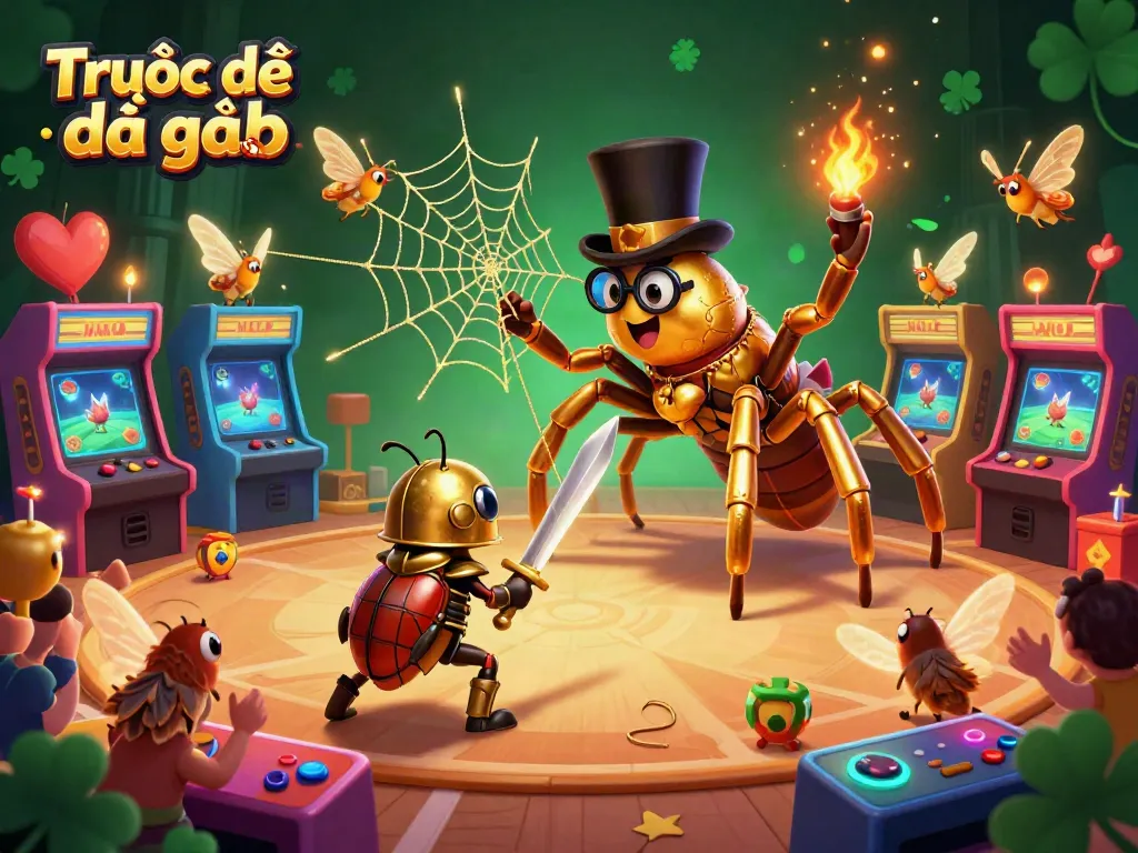 Experience the thrill of Trực tiếp đá gà thomo with the action-packed cockfighting scene featuring vibrant characters and arcade elements.