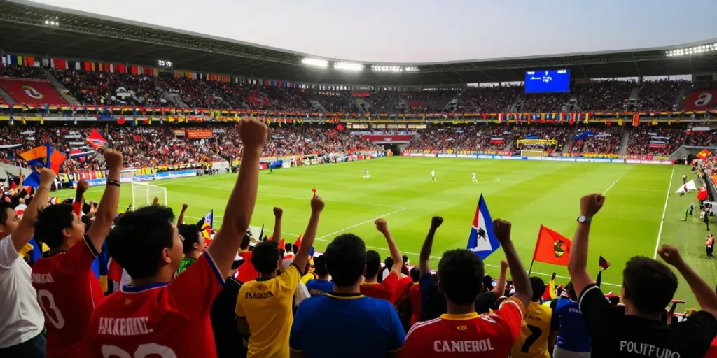 Excited fans at a football match, showcasing the vibrant atmosphere of xoilactv's live broadcasts.